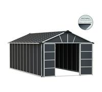 Caseta de jardín Yukon (Medidas ext. (An x Pr): 332 x 643 cm, Plástico, Antracita/Plata, Sin suelo)
