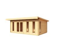 Caseta de madera barbados 6 de 629x234x469 cm y 29.5 m2 con 44 mm espesor y doble puerta abatible lasita maja