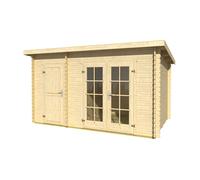 Caseta de madera belmont 1 de 420x222x289 cm y 12.18 m2 con 28 mm espesor y doble puerta abatible lasita maja