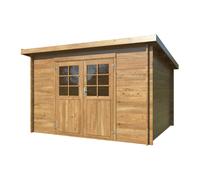 Caseta de madera caseta lola 1 marrón de 320x215x346 cm y 11.1 m2 con 28 mm espesor y doble puerta whitewood