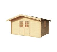 Caseta de madera donau 28 de 424x245x348 cm y 15.25 m2 con 28 mm espesor y doble puerta abatible lasita maja