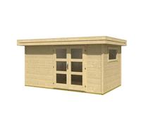 Caseta de madera faro 3 de 440x217x310 cm y 13.64 m2 con 29 mm espesor y doble puerta abatible lasita maja