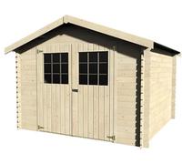 Caseta de madera lesal de 317x232x313 cm y 9.92 m2 con 28 mm espesor y doble puerta abatible decor et jardin