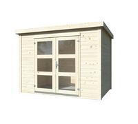 Caseta de madera olivia 1 de 206x216x300 cm y 6.18 m2 con 19 mm espesor y doble puerta whitewood