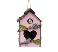 Caseta de madera para pájaros de madera para exteriores | Bonitas casetas de pájaros de madera colgantes para uso al aire libre, jaula protectora decorativa, decoración de jardín