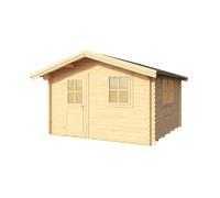 Caseta de madera spree 28 de 340x245x363 cm y 12.34 m2 con 28 mm espesor y puerta abatible lasita maja