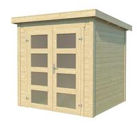 Caseta de madera zambezi-1 de 220x211x220 cm y 4.84 m2 con 28 mm espesor doble puerta lasita maja