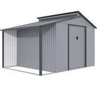 Caseta de metal con pergola "madras" - 9.12 m² - gris