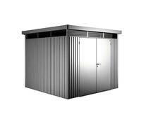 Caseta de metal highline h4 de 275x222x275 cm y 7.56 m2 con 0.5 mm espesor y doble puerta abatible biohort