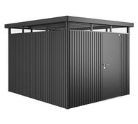 Caseta de metal highline h5 de 275x222x315 cm y 8.66 m2 con 0,5 mm espesor y puerta abatible biohort