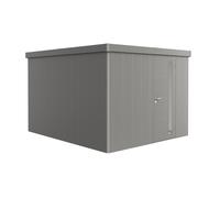 Caseta de metal neo 4c de 292x222x348 cm y 10.16 m2 con 0,5 mm espesor y puerta abatible biohort