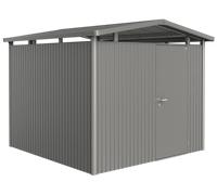 Caseta de metal panorama p4 de 273x227x278 cm y 7.59 m2 con 0.5 mm espesor y puerta abatible biohort