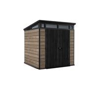 Caseta de resina ashwood 7x7 de 214x226x218 cm y 4.7 m2 con 20 mm espesor y doble puerta abatible keter