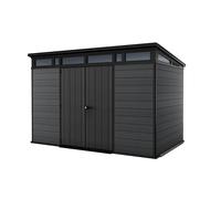 Caseta de resina cortina 117 de 340x226x218 cm y 7.4 m2 con 20 mm espesor y doble puerta abatible keter