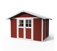 Caseta de resina deco de 370x250x300 cm y 7.53 m2 con 26 mm espesor y doble puerta abatible grosfillex