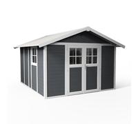 Caseta de resina deco de 370x250x407 cm y 11.21 m2 con 26 mm espesor y doble puerta abatible grosfillex