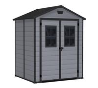 Caseta de resina manor 6x5 de 185x226x152 cm y 2.5 m2 con 16 mm espesor y doble puerta abatible keter