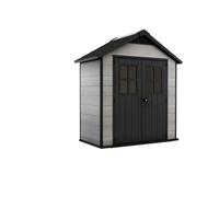 Caseta de resina oakland de 229.6x253x125 cm y 2.4 m2 con 20 mm espesor y doble puerta abatible keter