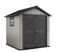 Caseta de resina oakland de 230x242x224 cm y 4.5 m2 con 20 mm espesor y doble puerta abatible keter
