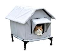Caseta Exterior Impermeable De Gatos Estructura elevada con Doble Puerta y