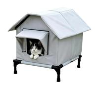 Caseta Exterior Impermeable De Gatos Estructura elevada con doble puerta y
