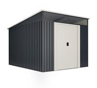 Caseta Exterior Jardín 6,6m2 Stark - Tragaluz de Policarbonato - Gris Antracita y Beige - Puerta Corredera Doble - Techo Inclinado - Cobertizo Metalico Almacenaje- 279x238x203cm