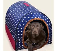 Caseta grande de lujo para perros XL, cama extra grande para perros, gatos, caseta para perros pequeños, grandes, medianos, gatos, interiores y exteriores, lavable (70 x 57 x 55 cm, D)