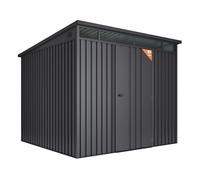 Caseta Metálica de Jardín Extrafuerte Formentera 5,5m2 - Espesor 0,40mm Robusto - Tragaluz de Policarbonato - Cierre con Llave - Antracita - Cobertizo Resistente Almacenamiento Exterior