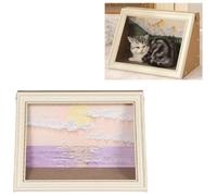 Caseta multifuncional para gatos, caseta segura y cerrada para gatos, caseta para mascotas con marco para pintar, rascador y expositor para obras de arte