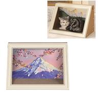 Caseta multifuncional para gatos, caseta segura y cerrada para gatos, caseta para mascotas con marco para pintar, rascador y expositor para obras de arte