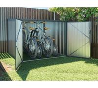 Caseta para bicicletas metal de acero galvanizado efecto madera 4 m² para 4 bicicletas - NIKI