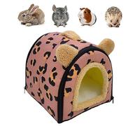 Caseta para conejos, camas para conejos, camas para pequeños animales escondite con relleno extraíble para hámsters, conejos, chinchillas, dragón barbudo
