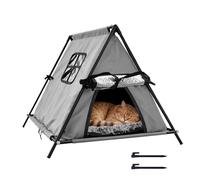 Caseta para gatos al aire libre - Cálido refugio aislado a prueba de viento e impermeable para gatitos salvajes | Refugio de invierno triangular para gatos, acogedora casa con cama elevada para patio