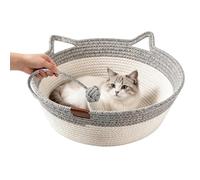 Caseta para gatos, cesta trenzada y estética, estilo boho para gatos | Casetas tejidas a mano | Apto para gatitos cachorros de tamaño pequeño mediano decoración interior exterior balcón salón