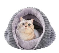 Caseta para gatos con cueva - Casa suave y climatizada para interiores - con túnel acogedor diseño calefactante y antideslizante para casa, balcón, exterior, invierno, viajes o Navidad