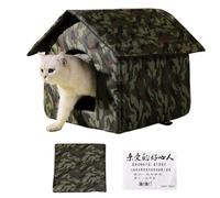 Caseta para gatos de exterior - plegable de tela Oxford 41 x 41 x 33 cm, refugio para animales callejeros a prueba de viento, condominio en cueva con cama antideslizante | patio balcón exterior zona