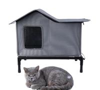 Caseta para Gatos Exterior Impermeable,Base Elevada Escondite Exterior para Mascotas - Albergue para Gatos Al Aire Libre | para Interior Terraza Balcón Garaje Perros Conejos