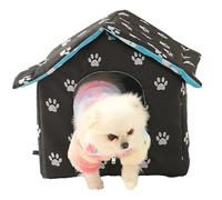 Caseta para gatos resistente al invierno, casa para gatos al aire libre, aislada, cálida, resistente a la intemperie, casa para mascotas al aire libre con cortina transparente extraíble, casa apilable