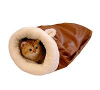 Caseta para gatos, saco relajante de piel sintética y felpa, con forma de cueva para gatos, cachorros, mascotas, de exterior, viajes, invierno y relajante