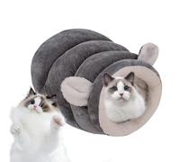 Caseta para gatos semicerrada, cálida cama para mascotas, de peluche, autocalentante, para invierno, casa y frío, para interiores y exteriores, para gatos y conejos