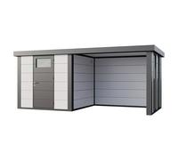 Caseta de Jardin metálica NH4 con Apoyo e Ventanas a la derecha | Blanco | (238 x 238) + (284 x 238) - NOVO HABITAT