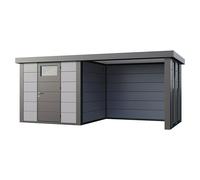 Caseta para jardín Classico 2424 con salón a la derecha y 2 ventanas (Medidas ext. (An x Pr): 542 x 258 cm, Acero, Gris claro/Antracita, Sin set)