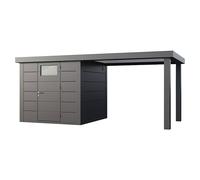 Caseta para jardín Classico 2424 con salón abierto a la derecha (Medidas ext. (An x Pr): 542 x 258 cm, Acero, Antracita, Sin set)