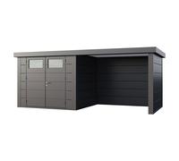 Caseta para jardín Classico 2724 con salón a la derecha (Medidas ext. (An x Pr): 572 x 258 cm, Acero, Antracita, Sin set)
