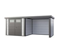 Caseta para jardín Classico 2724 con salón a la derecha (Medidas ext. (An x Pr): 572 x 258 cm, Acero, Blanco/Antracita, Sin set)