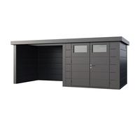 Caseta para jardín Classico 2724 con salón a la izquierda (Medidas ext. (An x Pr): 572 x 258 cm, Acero, Antracita, Sin set)