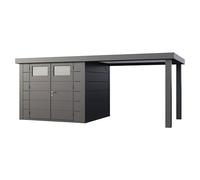 Caseta para jardín Classico 2724 con salón abierto a la derecha (Medidas ext. (An x Pr): 572 x 258 cm, Acero, Antracita, Sin set)