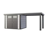 Caseta para jardín Classico 2724 con salón abierto a la derecha (Medidas ext. (An x Pr): 572 x 258 cm, Acero, Blanco/Antracita, Sin set)