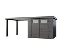 Caseta para jardín Classico 2724 con salón abierto a la izquierda (Medidas ext. (An x Pr): 572 x 258 cm, Acero, Antracita, Sin set)