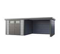 Caseta para jardín Classico 3030 con salón a la derecha (Medidas ext. (An x Pr): 662 x 318 cm, Acero, Gris claro/Antracita, Sin set)